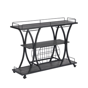 Industrial Bar Cart Kitchen Bar & Serving Cart For Home With Wheels 3 Tier Storage Shelves - Black / Gray by Couch.com