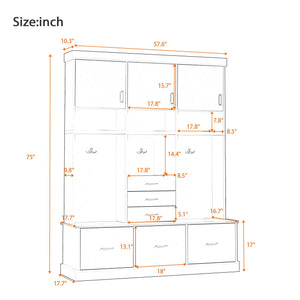 Entryway Hall Tree With Bench And Storage, 5 In 1 Coat Rack