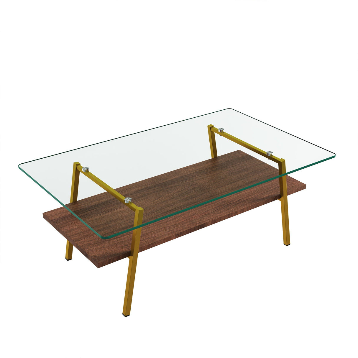 Rectangle Coffee Table, Tempered Glass Tabletop With Metal Legs, Modern Table For Living Room by Couch.com