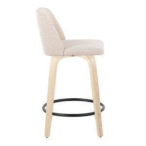 Toriano - Contemporary, Fixed Height Counter Stool With Swivel And Round Footrest (Set of 2) by Couch.com