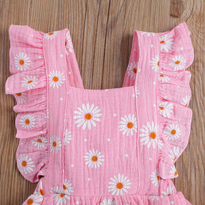 Strap Four-color Chrysanthemum One-piece Romper Dress Triangle Romper Headband
