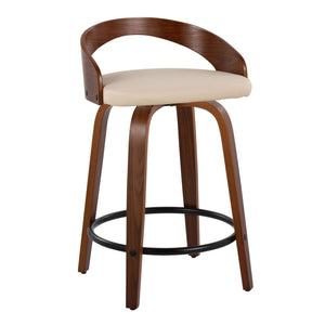 Grotto - Mid-Century Modern Fixed Height Counter Stool & Swivel With Round Footrest (Set of 2) by Couch.com