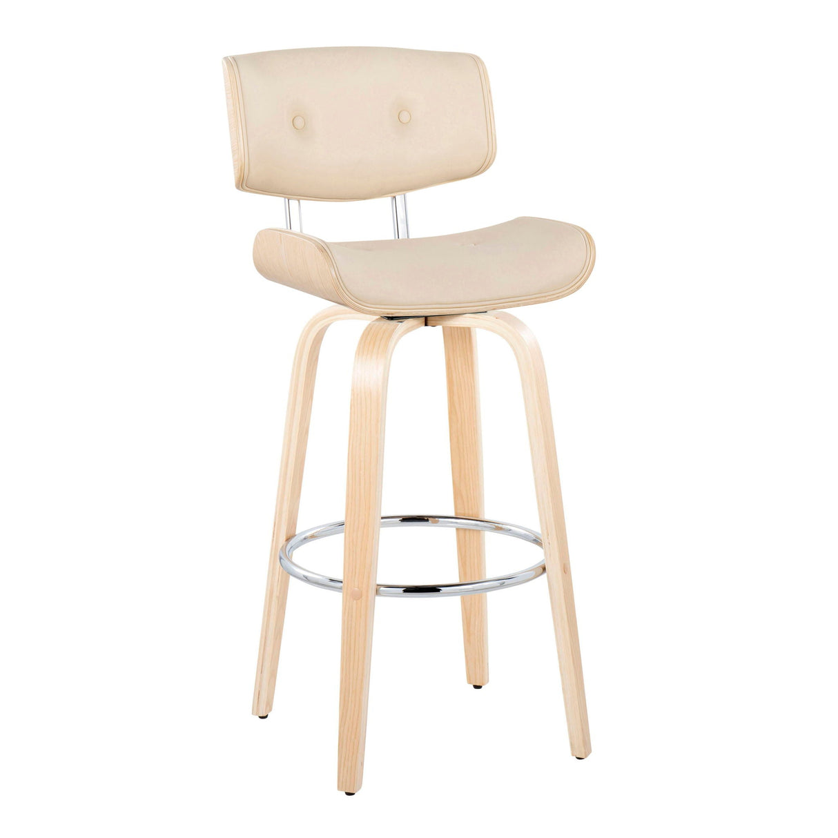 Lombardi - Mid Century Modern Fixed Height Barstool With Swivel With Round Footrest (Set of 2) by Couch.com