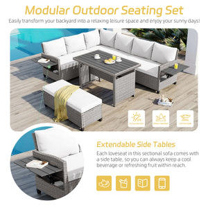 Tomax 5-Piece Outdoor Patio Rattan Sofa Set