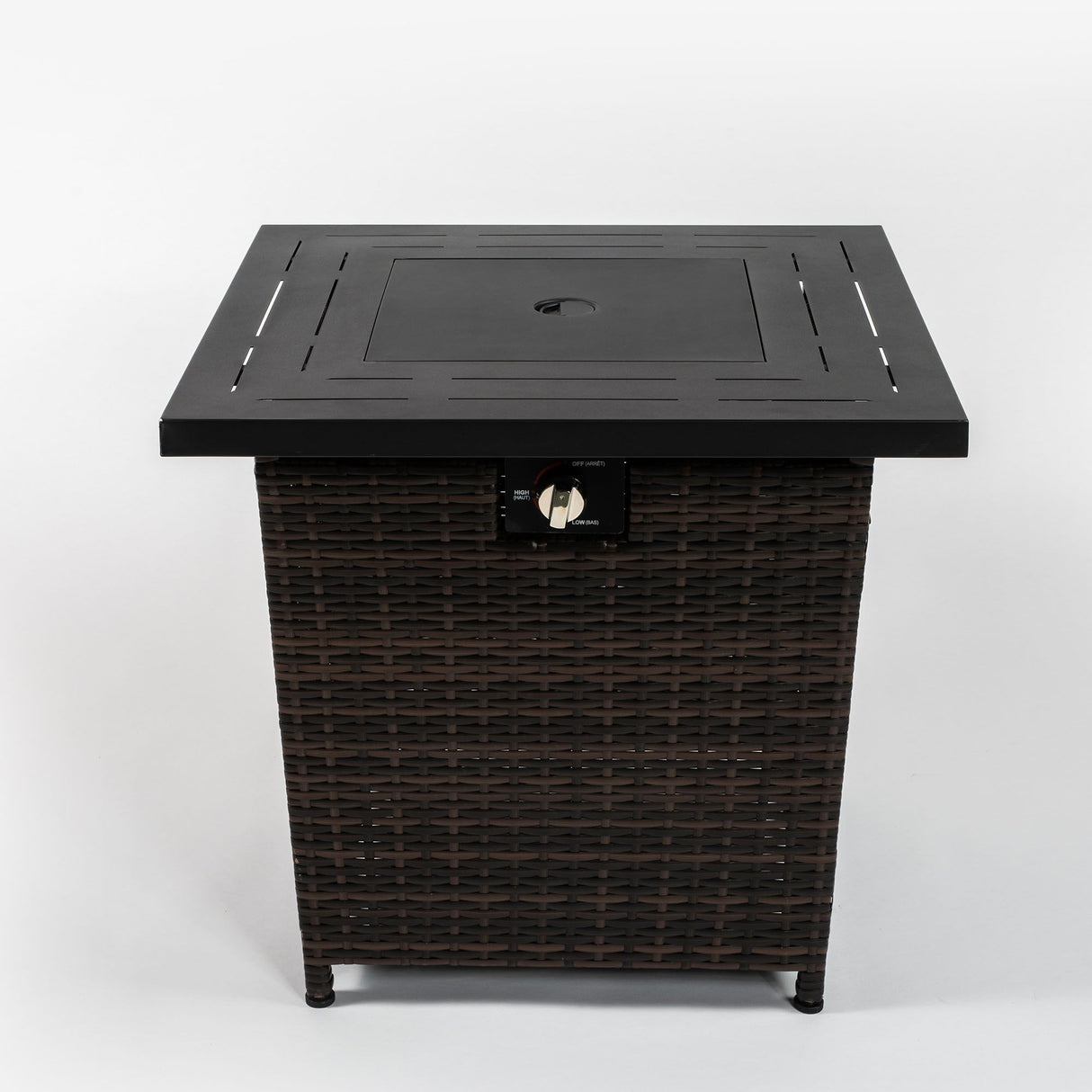 28" Wicker Square Fire Pit Table - Black Brown by Couch.com