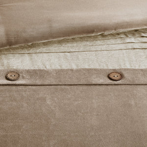 7 Piece Faux Suede Comforter Set Tan California King