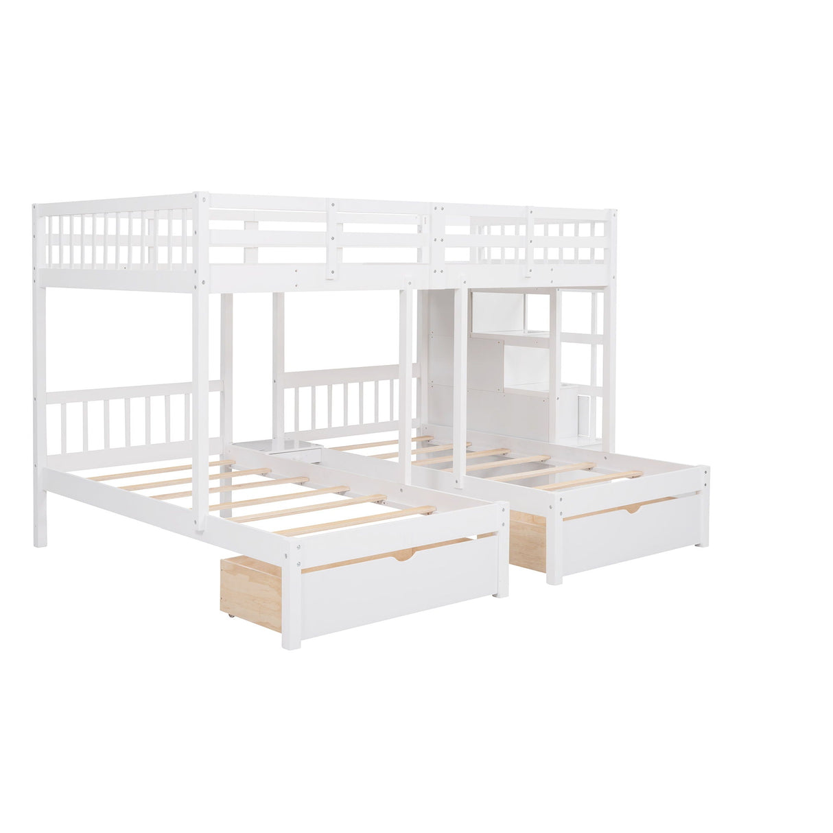 Multifunctional Triple Bunk Bed With Drawers And Guardrails by Couch.com