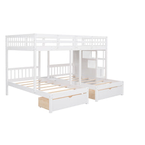 Multifunctional Triple Bunk Bed With Drawers And Guardrails by Couch.com