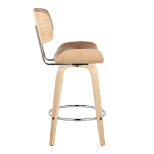 Lombardi - Mid Century Modern Fixed Height Counter Stool With Swivel With Round Footrest (Set of 2) by Couch.com