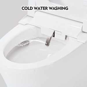 Smart Toilet Bidet Combo With Self-Cleaning Nozzle, Upmarket Compact Dual Flush Toilet 1 / 1.28 Gpf, Tank Less Toilet With Foot Sensor Flush - White Night Light by Couch.com