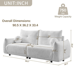2 Seater Cushion Sofa With 2 Cushions And 2 Ball Pillows by Couch.com