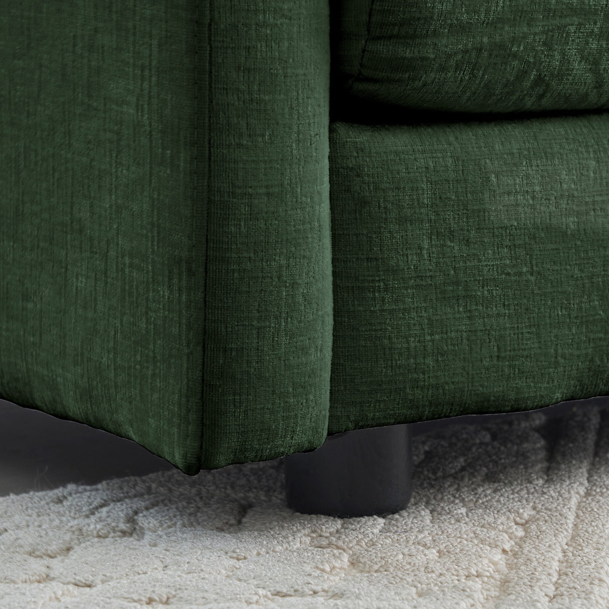 Mid-Century Modern 3-Seater Sofa with Green Chenille Upholstery