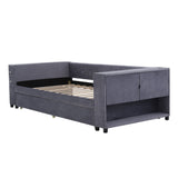 Upholstered Bed With Storage And Twin Trundle, USB Charging Ports by Couch.com