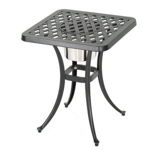 Outdoor Cast Aluminum Bistro Table With Ice Bucket - Black Copper by Couch.com