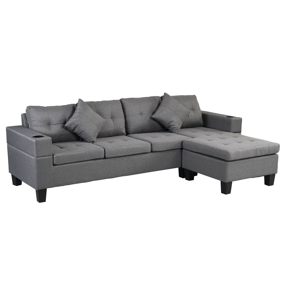 Sectional Sofa Set For Living Room With L Shape Chaise Lounge, Cup Holder And Left Or Right Hand Chaise Modern 4 Seat by Couch.com