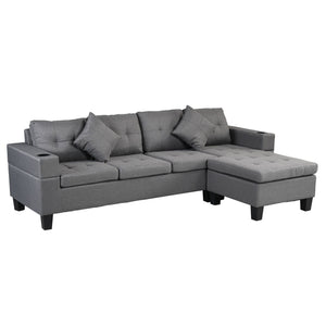 Sectional Sofa Set For Living Room With L Shape Chaise Lounge, Cup Holder And Left Or Right Hand Chaise Modern 4 Seat by Couch.com
