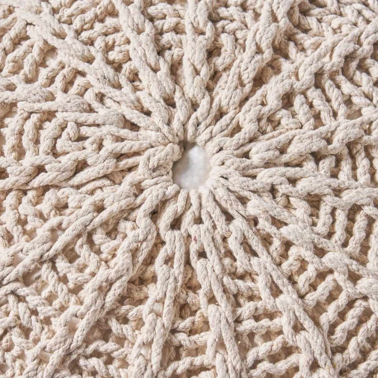 Bordeaux Knitted Cotton Round Pouf Ottoman and Floor Cushion