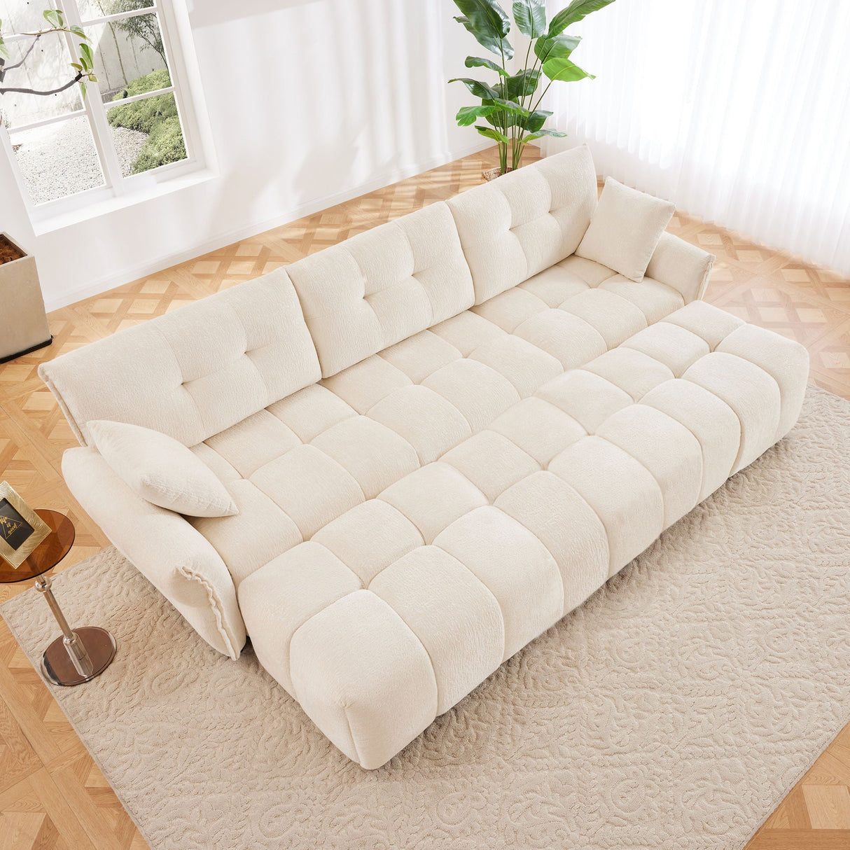 Elegant Sofa Set With Ottoman And Pillows, Textured Chenille, High Resilience Cushions by Couch.com