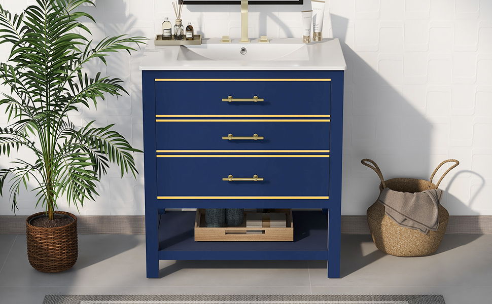 Modern Bathroom Vanity Cabinet Combo With Open storage, Two Drawers by Couch.com