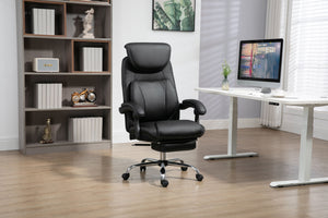 Couch.com Big And Tall Office Chair, High Back Ergonomic Office Chair With Footrest, Executive Office Chair For Back Pain Relief Black, Durable Design, Faux Leather Construction, Black Finish by Couch.com