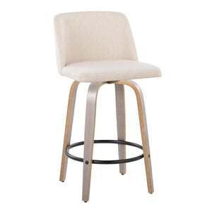 Toriano - Contemporary Fixed Height Counter Stool With Swivel & Round Footrest (Set of 2) by Couch.com