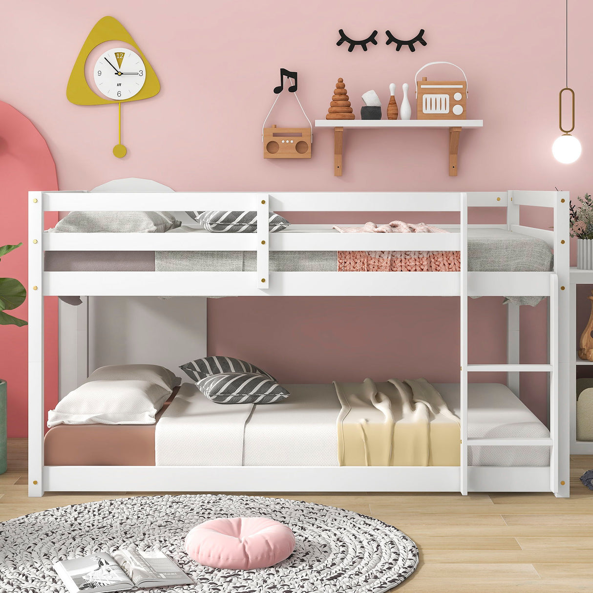 Twin Over Twin Floor Bunk Bed by Couch.com