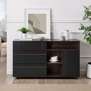 Contemporary Detailed Door Sideboard With Open Storage by Couch.com