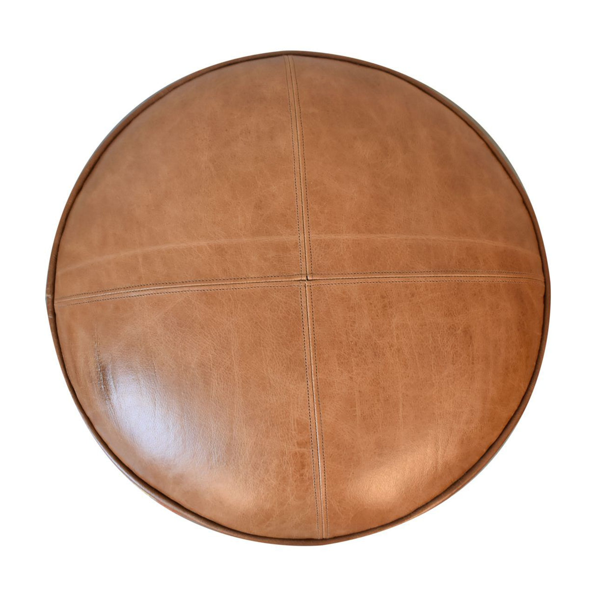 Durrie & Leather Mixed Footstool - Brown by Couch.com
