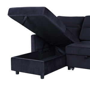 Ivy - Velvet Reversible Sleeper Sectional Sofa With Storage Chaise And Side Pocket by Couch.com