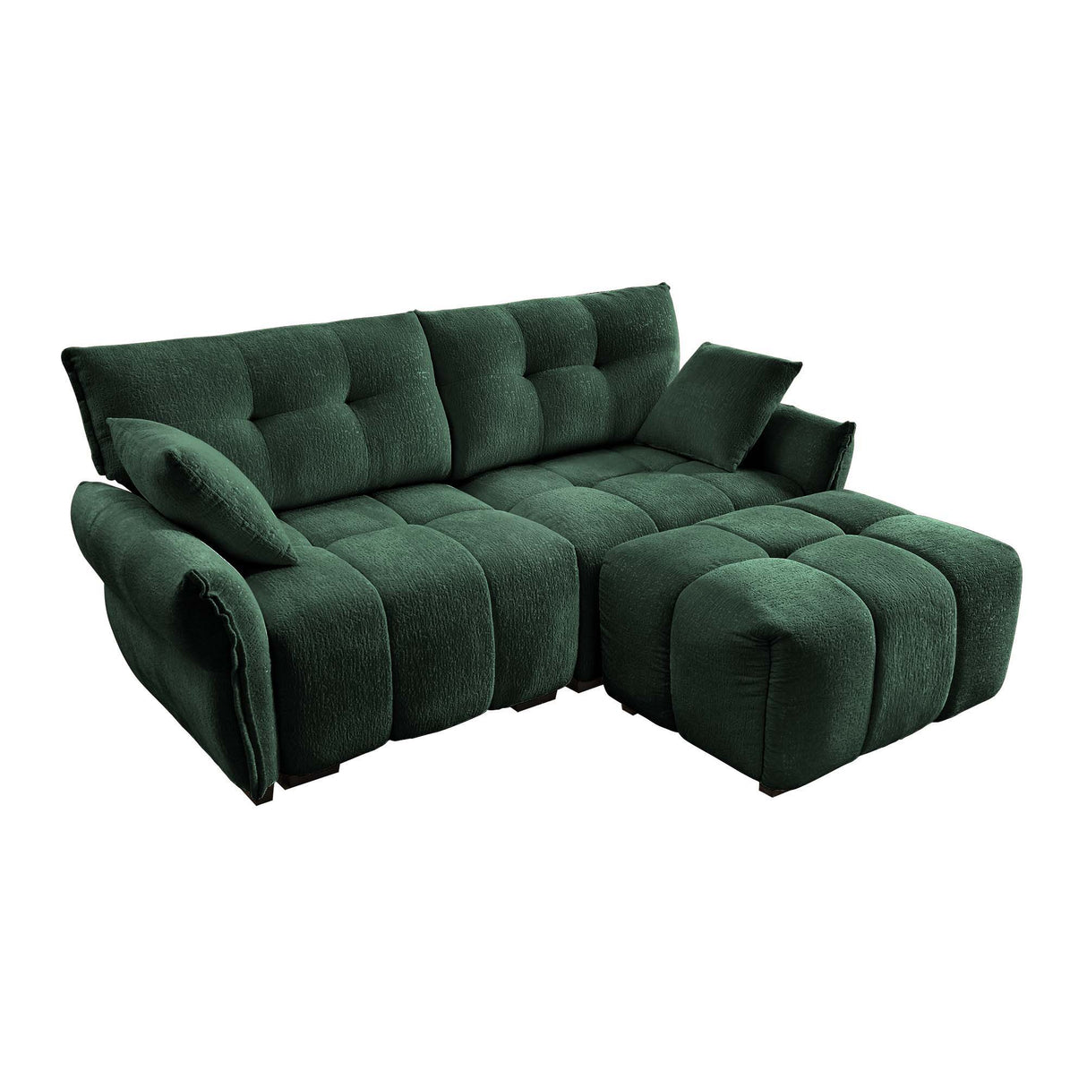 Elegant Sofa Set With Ottoman And Pillows, Textured Chenille, High Resilience Cushions by Couch.com