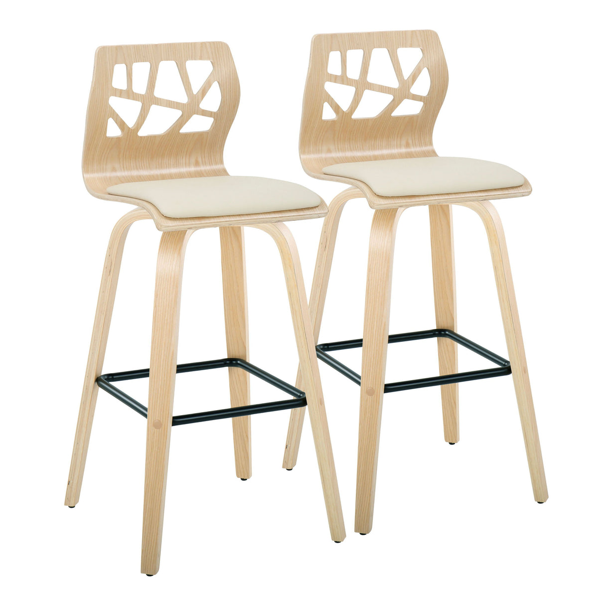 Folia - Contemporary Fixed Height Stool With Swivel With Square Footrest (Set of 2) by Couch.com