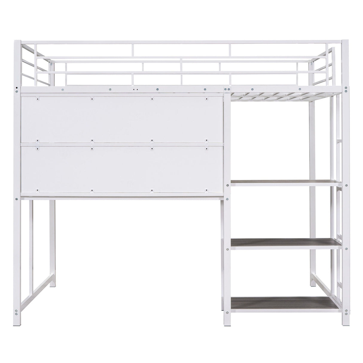 Metal Loft Bed With Desk, 3 Shelves And Ladder by Couch.com