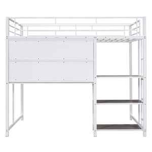 Metal Loft Bed With Desk, 3 Shelves And Ladder by Couch.com
