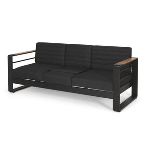 Giovanna 3 Seater Sofa With Aluminum Frame And Water Repellence Cushions - Black