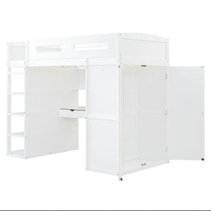 Loft Bed With Desk, Wardrobes, 4 Drawers And 4 Shelves by Couch.com