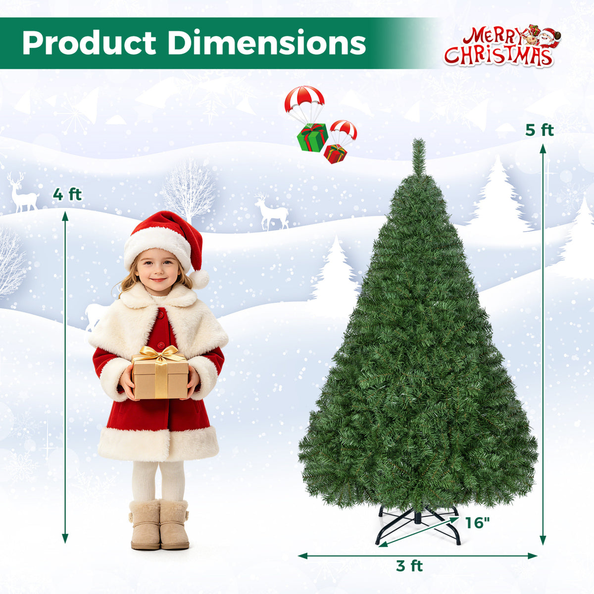 5ft Automatic Christmas Tree with 519 Full PVC Branch Tips