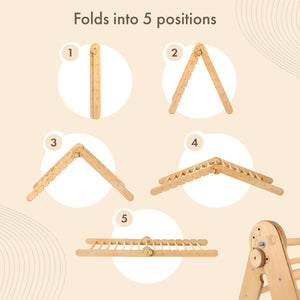 5in1 Montessori Climbing Frame Set: Triangle Ladder + Arch/Rocker + Slide Board/Ramp + Netting rope + Cushion