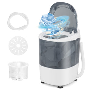 Portable Mini Washing Machine Semi-Automatic Washer and Spinner Combo with Single Tub-Gray