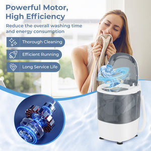 Portable Mini Washing Machine Semi-Automatic Washer and Spinner Combo with Single Tub-Gray
