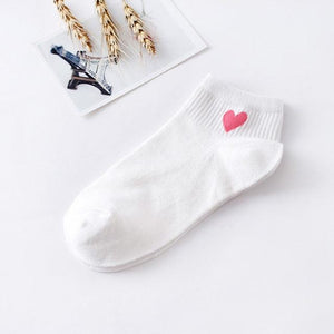 Women Short Socks Red Heart Cute College Fresh Female Socks Soft Cotton Summer Autumn Sock for Girls