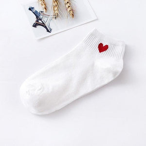 Women Short Socks Red Heart Cute College Fresh Female Socks Soft Cotton Summer Autumn Sock for Girls