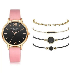 5Pcs Elegant Stylish Buckle Quartz Wrist Watch Set - Fashion Watches For Women and Girls