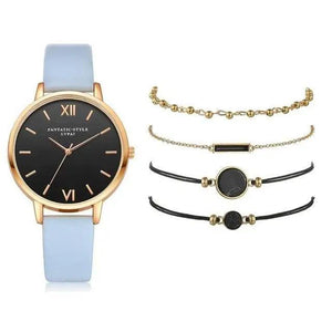 5Pcs Elegant Stylish Buckle Quartz Wrist Watch Set - Fashion Watches For Women and Girls