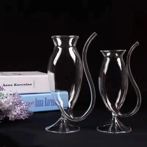 Creative Transparent Glass Vampire Wine Cup with Straw