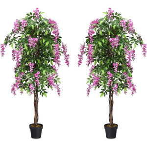 6-Feet Artificial Wisteria Silk Indoor-Outdoor Tree with Adjustable Tree Branche-2 Pieces