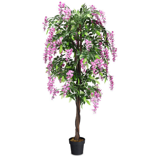 6-Feet Artificial Wisteria Silk Indoor-Outdoor Tree with Adjustable Tree Branche-2 Pieces