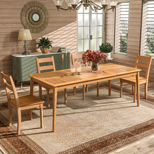 6-Person Outdoor Acacia Wood Rectangular Bistro Dining Table