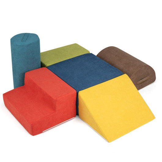 6-Piece Baby Climbing Blocks with 30D High-Density Foam and Carrying Handles-Multicolor