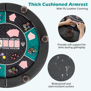 Portable 48 Inch 6-Player Foldable Poker Table Top Round Game Mat-Green