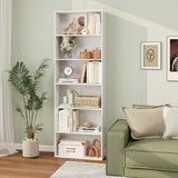 6-Tier Bookcase with 6 Open Shelves and Anti-Toppling Kits-White